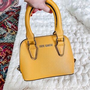 Steve Madden BFaith Mini Dome Satchel Bag w/ Crossbody Strap Mustard Yellow